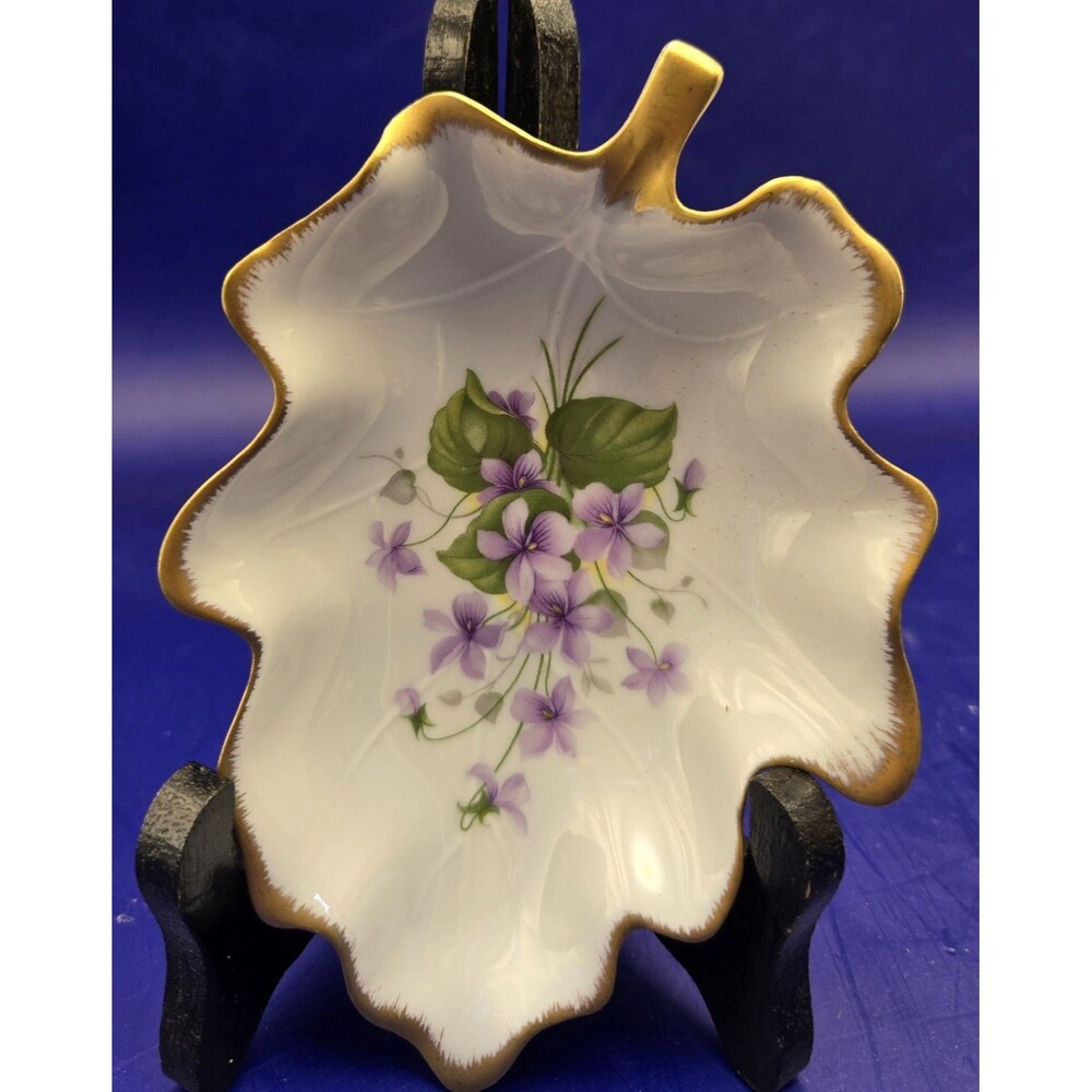 Trinket Dish Chamart Limoges France Hand Painted Violets 1940. B#24 - Picture 7 of 9